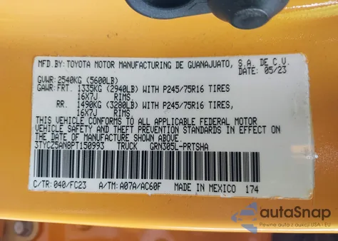 2023 Toyota Tacoma Double Cab из США, поврежденный, VIN 3TYCZ5AN8PT150993